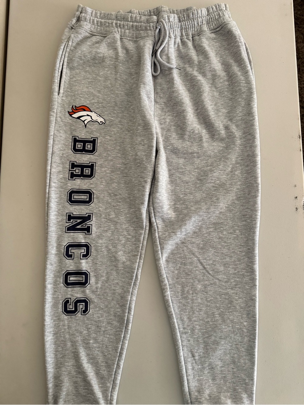 Denver Broncos Grey Fleece Joggers with Team Graphics